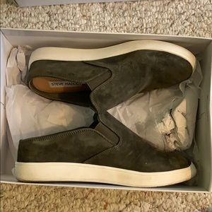 Olive Green Steve Madden Slip Ons